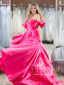 Hot Pink Puff Sleeves Off the Shoulder Simple Prom Dresses Party Dress Evening Dress ARD2897