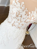 Illusion Bodice Lace Chiffon Mermaid Wedding Gown See Through Effect Wedding Dresses AWD1685-SheerGirl