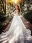 Vestido de novia de tul con mangas largas y escote ilusión Precioso vestido de novia de encaje AWD1808 