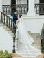 Illusion Neckline Trumpet Sleeves Tulle Bridal Dress Vintage Lace Wedding Dress AWD1943