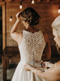 Illusion and Lace halter neck and racerback A-line Wedding Dress with Sweep Train AWD1784-SheerGirl
