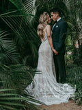 Intricately Lace Mermaid Gown with Sweetheart Neckline Chapel Train Wedding Dress AWD1779-SheerGirl