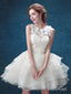 Ivory A Line Organza Cute Homecoming Dresses Appliqued Short Hoco Dress ARD1551