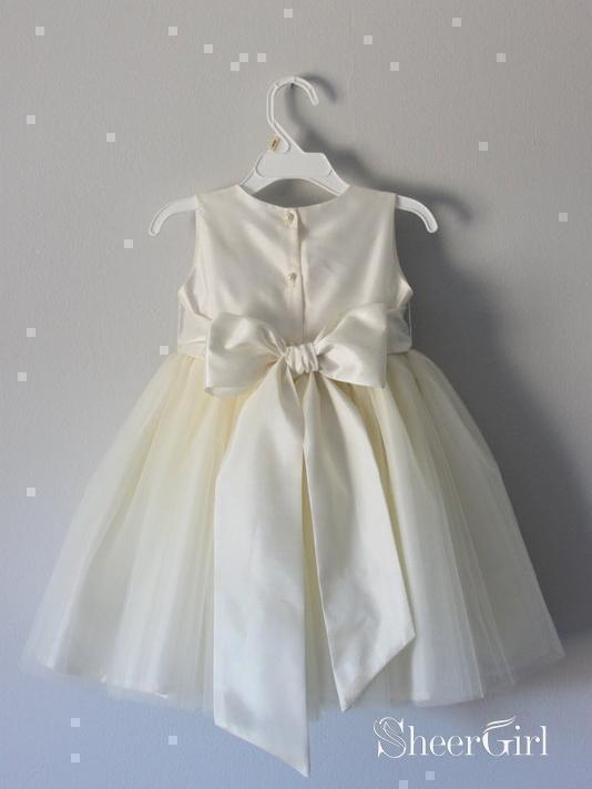 Ivory Baby Flower Girl Dresses with Bow Cute Cheap Dress for Kids ARD1295-SheerGirl