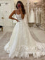 Ivory Ball Gown Floral Lace Wedding Gown Floral Lace Boho Wedding Dresses AWD1949