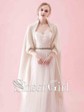 Ivory Bridal Stole Wedding Wraps Wool Short Winter Cape WJ0014-SheerGirl