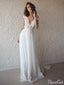 Ivory Cap Sleeve See Through Boho Wedding Dresses Beach Bridal Dress AWD1415
