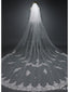 Ivory Cathedral Veil with Blusher Lace Applique Long Wedding Veil ACC1068