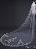 Ivory Cathedral Veils with Lace and Beaded Hemline ACC1076-SheerGirl