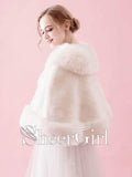 Ivory Faux Fur Wedding Wraps Short Bridal Cape WJ0009-SheerGirl