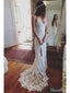Vestidos de novia de playa de encaje marfil sin espalda vestidos de novia rústicos de verano AWD1161 