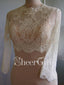 Ivory Lace Bridal Jackets with Sleeves Vintage Bridal Bolero Tops WJ0002