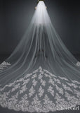 Ivory Lace Cathedral Veils with Blusher ACC1072-SheerGirl
