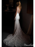 Ivory Lace Country Wedding Dresses V Neck Mermaid Wedding Dress AWD1175-SheerGirl