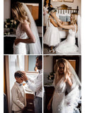 Ivory Lace Country Wedding Dresses V Neck Mermaid Wedding Dress AWD1175-SheerGirl