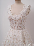 Ivory Lace Homecoming Dresses Square Neck Short Prom Dress ARD2383-SheerGirl