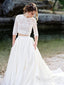 Ivory Lace Nude Lining Two Pieces Wedding Dresses Gorgegous Lace Sweep Train Wedding Gowns AWD1621