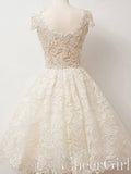 Ivory Lace Short Homecoming Dresses A-line Formal Dress With Cap Sleeves ARD2446-SheerGirl