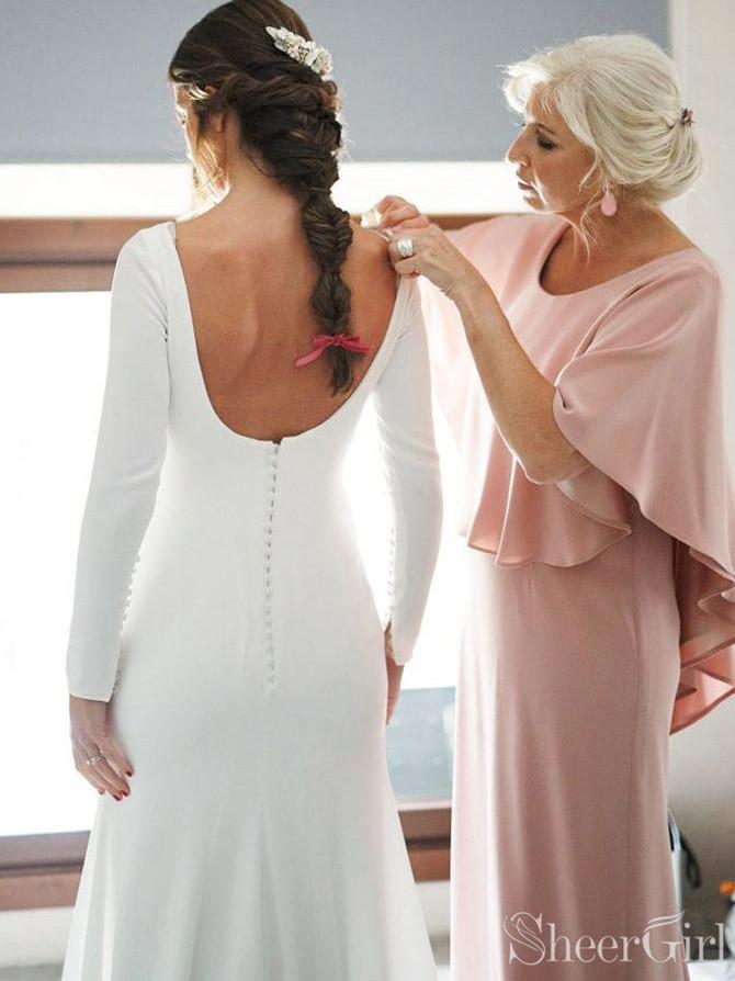 Ivory Long Sleeve Bridesmaid Dresses Sheath Formal Dresses ARD1840-SheerGirl