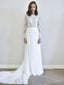 Ivory Long Sleeve Wedding Dresses Detachable Bridal Dress AWD1574