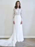 Ivory Long Sleeve Wedding Dresses Detachable Bridal Dress AWD1574-SheerGirl