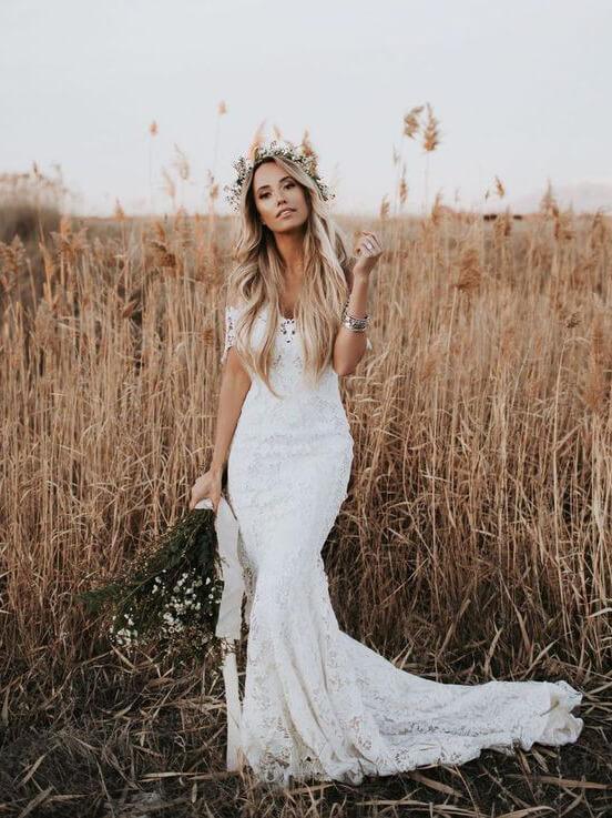 simple plus size beach wedding dresses See Through Lace Mermaid Wedding Dresses Long Sleeve Beach Wedding Dress AWD1203