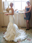 Svatební šaty slonovinové mořská panna Svatební šaty s volánky bez ramínek AWD1616