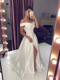 Ivory Off The Shoulder Prom Dresses Formal Dresses With Slit ARD2333-SheerGirl
