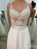 Ivory Re-embroidery See Through Bodice Pearls Decorated Chiffon Prom Dresses ARD2513-SheerGirl