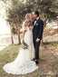 Slonovinové rustikální krajkové svatební šaty přes rameno Plážové svatební šaty AWD1154 