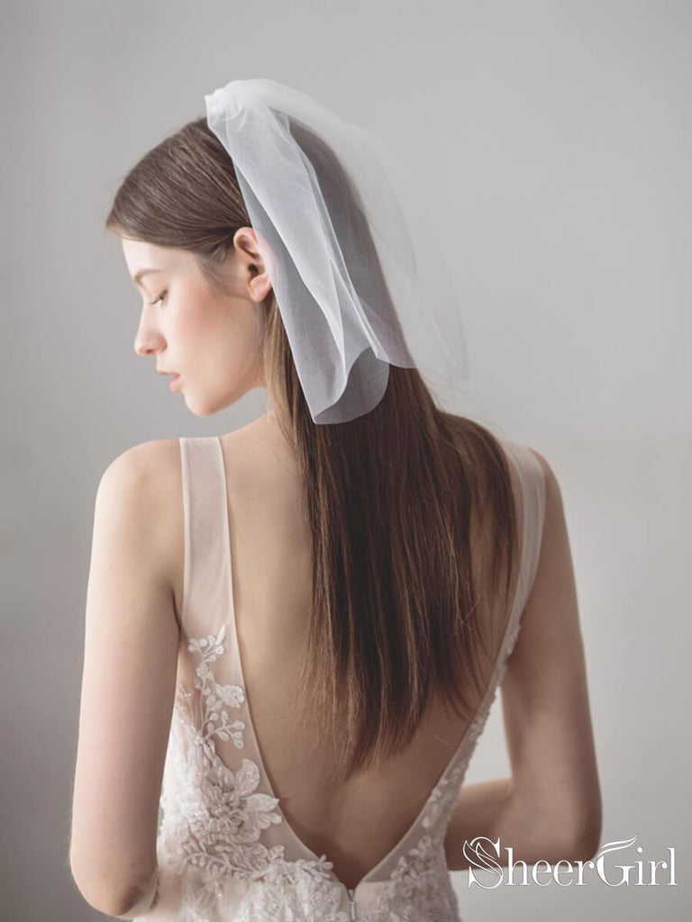 Ivory Tulle Blusher Wedding Veils Simple Bridal Veil ACC1046-SheerGirl