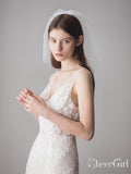 Ivory Tulle Blusher Wedding Veils Simple Bridal Veil ACC1046-SheerGirl