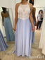 Ivory Unlined Re-embroidery Bodice Halter Neckline Lilac Chiffon Skirt Bridesmaid Dresses ARD2512