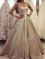 Ivory White Long Sleeve Prom Dresses With Lace Applique ARD2328