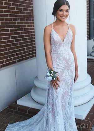 Ivory White Mermaid Prom Dresses Sweep Train Formal Dresses ARD2323-SheerGirl