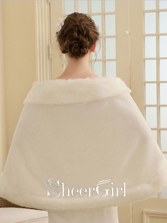 Ivory Winter Wedding Faux Fur Bridal Wraps WJ0006-SheerGirl