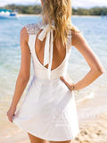 Keyhole Back Short Prom Dress Halter Neck White Homecoming Dress ARD2840-SheerGirl
