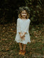 Knee Length Ivory Lace Flower Girl Dresses with Sleeves ARD1773