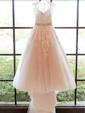 Lace Applique Blush Pink Wedding Dresses Cheap Bridal Dress ARD1432-SheerGirl