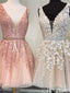 Lace Applique Short Homecoming Dress V-neck Formal Dresses ARD2374