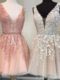 Lace Applique Short Homecoming Dress V-neck Formal Dresses ARD2374-SheerGirl