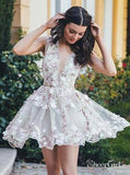 Lace Applique Short Mini Homecoming Dresses Princess See Through Party Dress ARD1375-SheerGirl