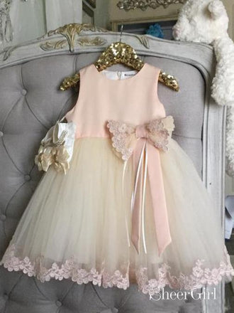 Lace Appliqued Mid Length Blush Pink Toddler Flower Girl Dresses ARD1311-SheerGirl