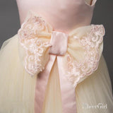 Lace Appliqued Mid Length Blush Pink Toddler Flower Girl Dresses ARD1311-SheerGirl