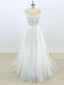 Lace Appliqued See Through Beach Wedding Dresses Summer Wedding Dress SWD0062