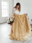 Lace Bodice Long Sleeves Two Pieces Bridal Gown Marigold Skirt Wedding Dress AWD1709