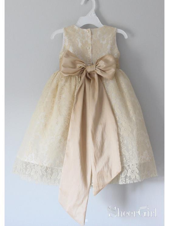 Lace Flower Girl Dresses with Bow Cheap Rustic Flower Girl Dress ARD1296-SheerGirl