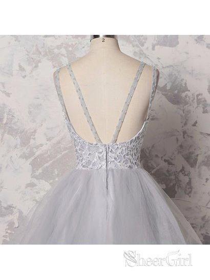 Lace Grey Organza Prom Dresses for Juniors Mutilayered Quiceanera Dress Ballgowns ARD1039-SheerGirl