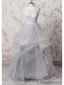 Krajkové šedé šaty z organzy pro juniory Vícevrstvé šaty Quiceanera plesové šaty ARD1039 