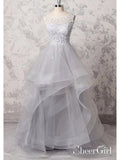 Lace Grey Organza Prom Dresses for Juniors Mutilayered Quiceanera Dress Ballgowns ARD1039-SheerGirl